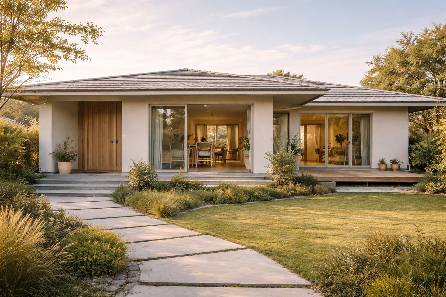 平屋のLDK全体を見渡せる動線が整った室内空間