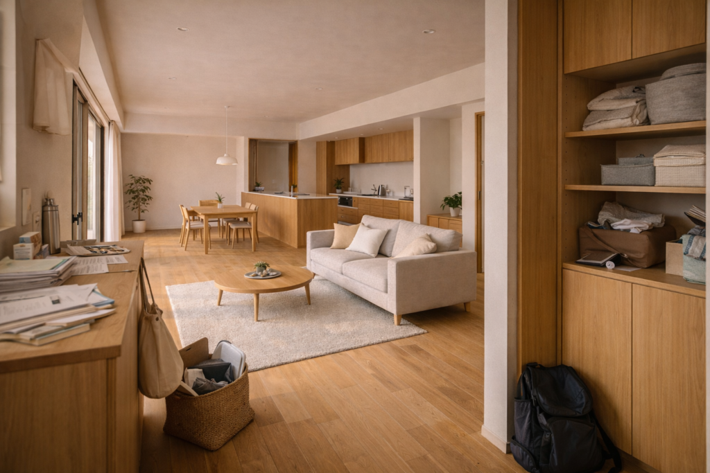 収納量が限られる30坪平屋で生活空間に影響が出やすい内観