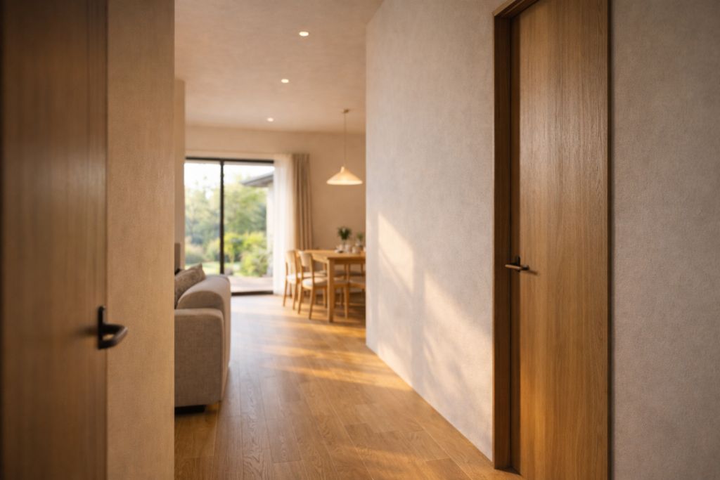 LDKと個室の距離感が分かる平屋内観