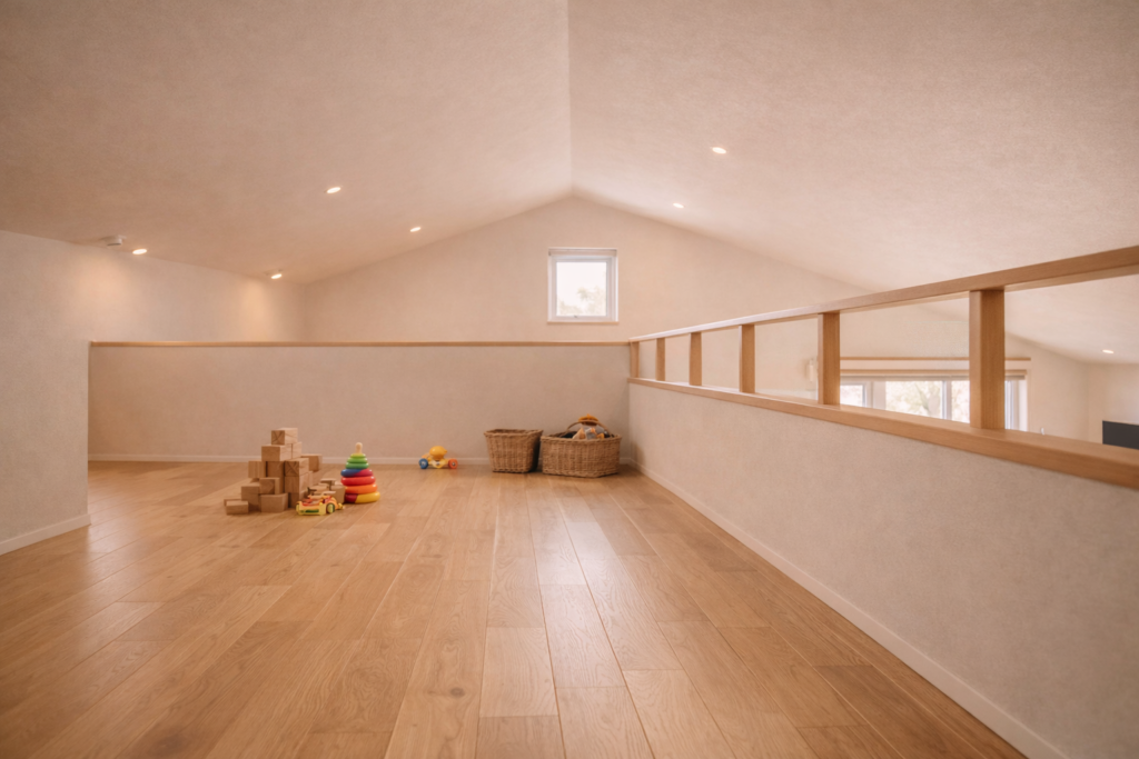 子どもの遊び場として使われる中二階の内観