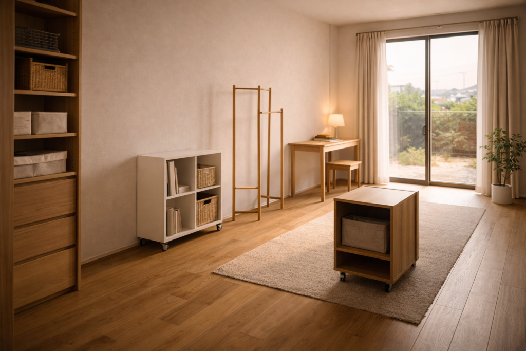 将来の使い方を想定した余白のある平屋内観