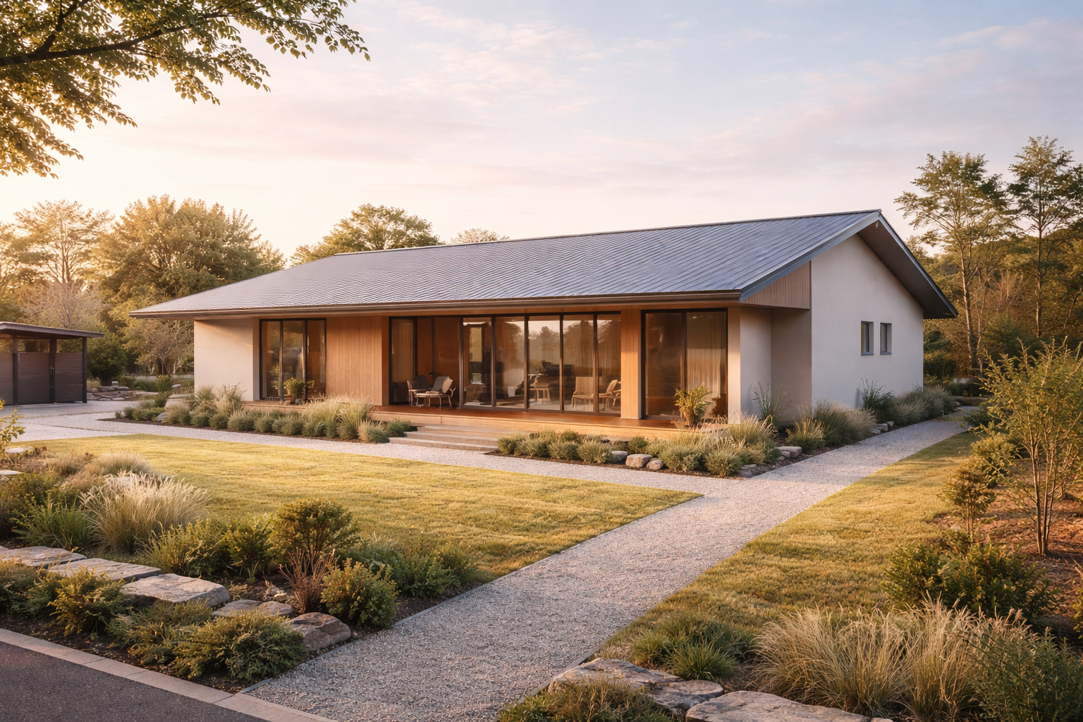 30坪前後の平屋住宅における廊下を抑えた外観構成