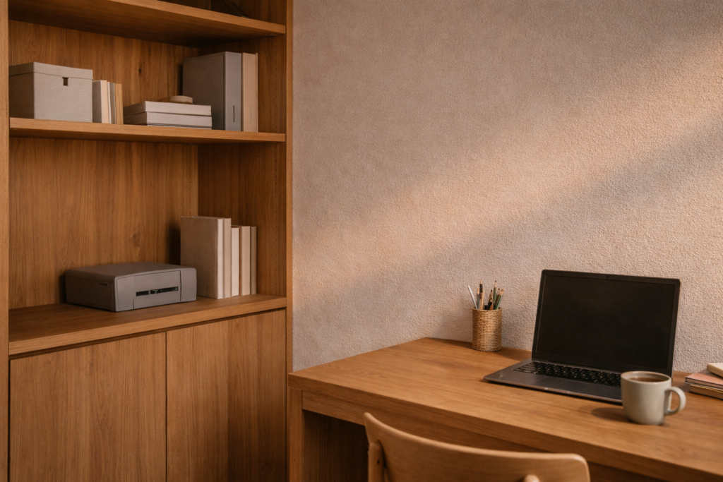 収納量を考慮した平屋書斎の実用的な内観