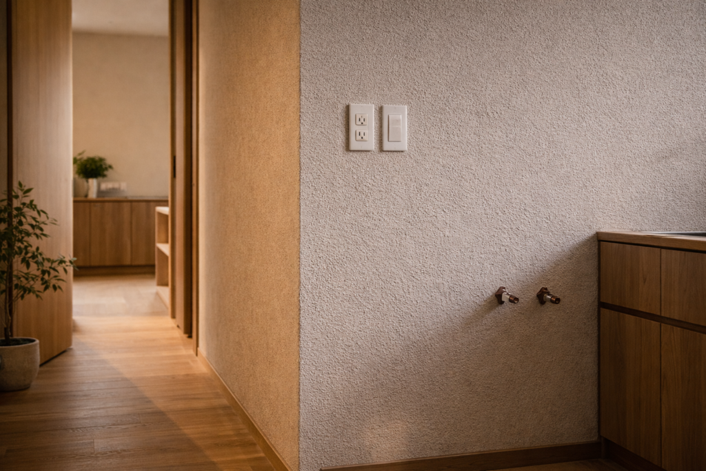 将来分離準備を示す平屋の内観壁面