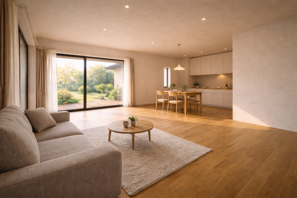 余白を残した将来対応型の平屋LDK内観