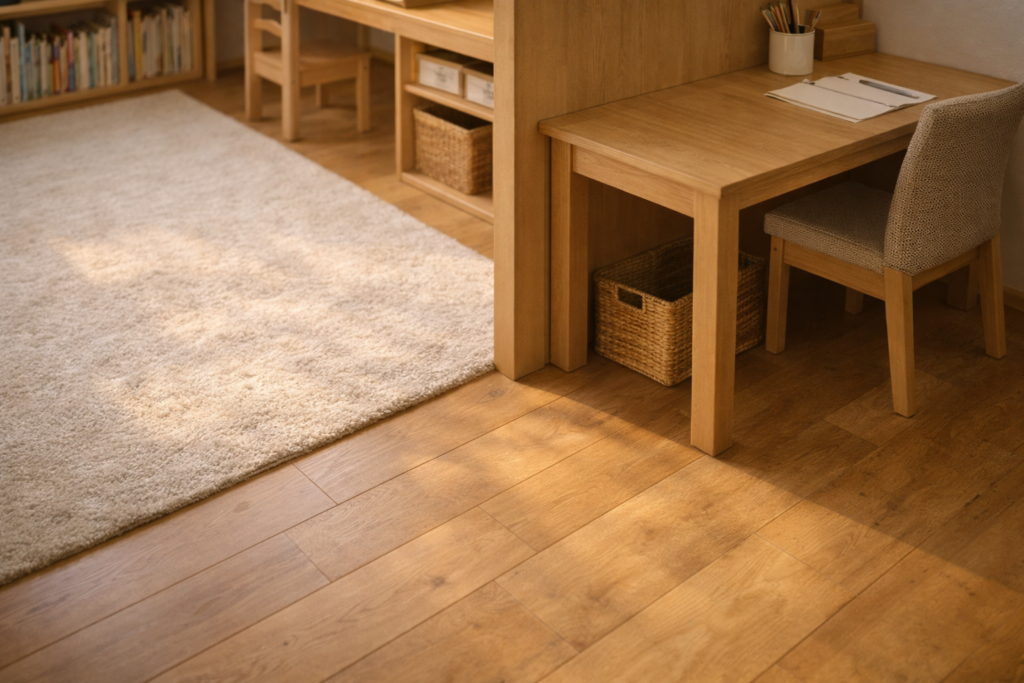 遊びと学習を切り替えやすい多目的スペースの工夫