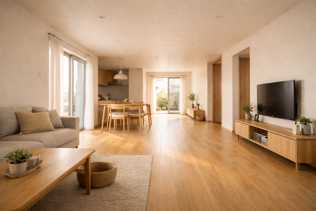 視線が途切れにくい平屋内観の広がり